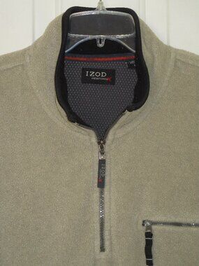 IZOD PerformX Mens L/S Beige Fleece 1/4 Zip Winter-weight Sweater - Size XL